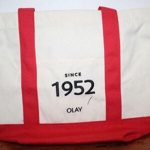 Olay Red and Cream Mini Tote Bag